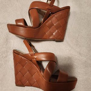 Michael Kors Wedge Cognac Sandals Size 8 New